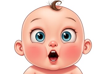 Cute baby character with shocked expression