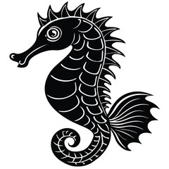 Adobe IllustrVector linocut sea horse illustration on folded paperator Artwork