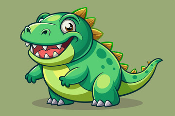 Adorable Cartoon Green Dinosaur Character Illustration