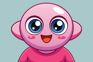 Happy Pink Cartoon Character with Big Eyes and a Smile