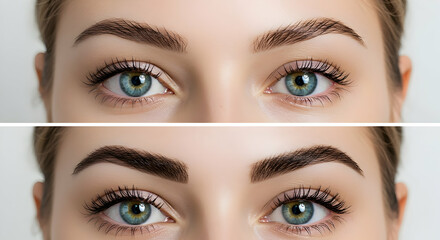 Before and After Brow Enhancement Microblading Eyebrow Tinting Shaping Makeup Beauty Transformation