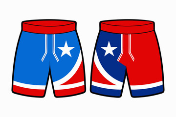 Red and Blue Athletic Shorts Design Template with Stars