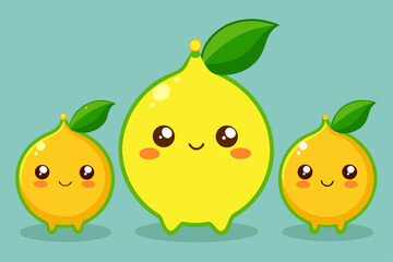 Cute Cartoon Lemon Family Illustration for Kids