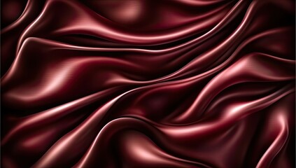 Fototapeta premium Luxurious deep burgundy silk fabric drapes in flowing folds, showcasing rich texture and sheen