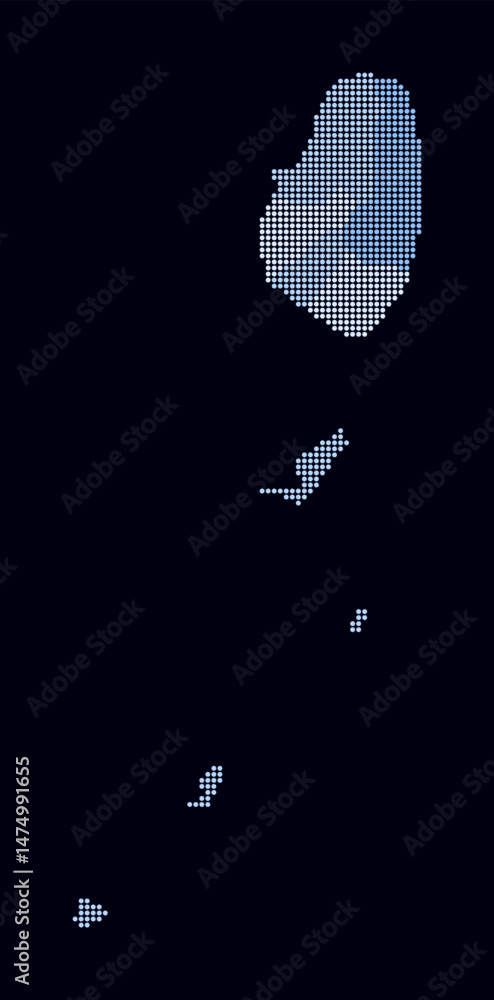 Poster saint vincent and the grenadines dotted map. digital style map of the country on dark background. sa