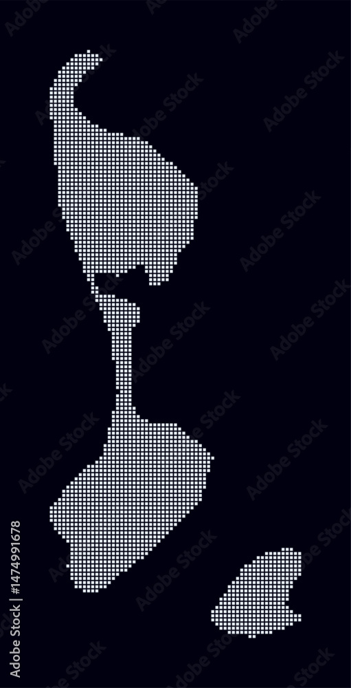 Poster saint pierre and miquelon dotted map. digital style map of the country on dark background. saint pie