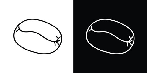 Coffee beans icon in black and white. Minimalist vector illustration ideal for coffee-related branding, packaging, café signage, or organic food design.