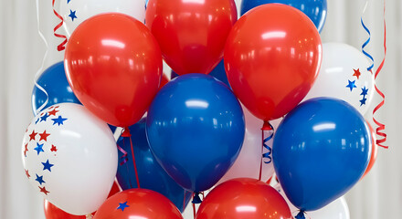Red white blue balloons patriotic celebration party festive decorations fun happy birthday anniversary event