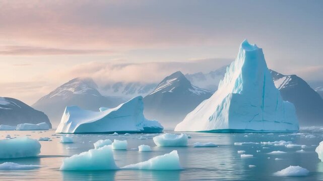 Spectacular banner and remarkable iceberg at sea, noticeable ahead of change