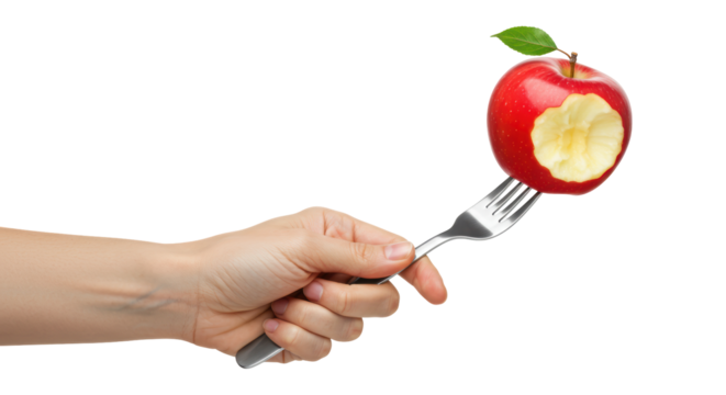 Isolated Apple on Fork