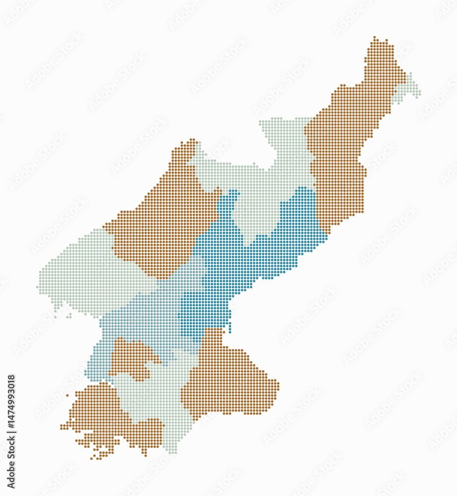 Poster dem. rep. korea dotted map. digital style map of the country on white background. dem. rep. korea sh