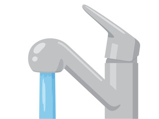 キッチンの水道のイラスト_水あり