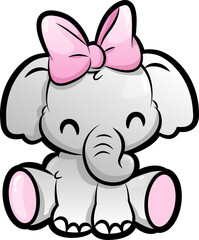 cute chibi baby elephant