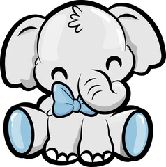 cute chibi baby elephant