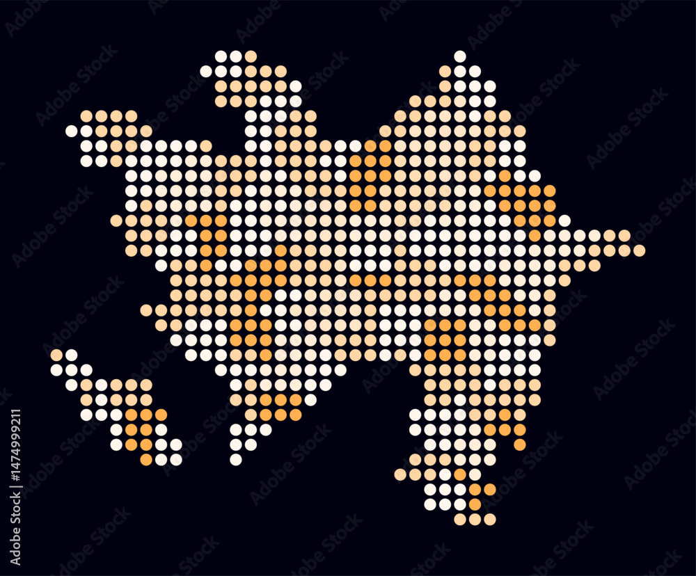 Poster azerbaijan dotted map. digital style map of the country on dark background. azerbaijan shape with ci