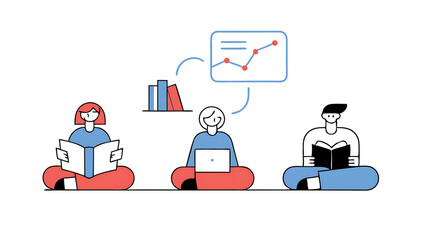 self development and management illustration set characters self learning with books online courses or internet tutorials education and personal growth concept vector illustration 33500600 1