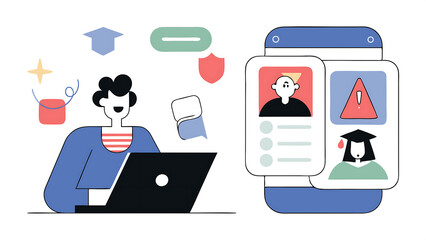 self development illustration set characters educating online with laptop smartphone and improving their skills self learning online education and personal growth concept vector illustratio 52609003 1