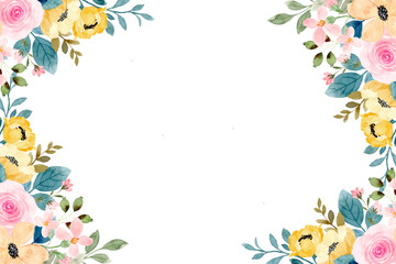 Watercolor flowers background vector for design.