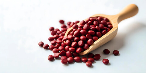 adzuki beans in a wooden scoop