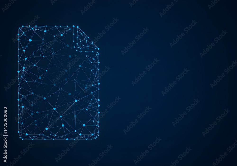 Aufkleber an abstract representation of a digital file, rendered in a network of interconnected nodes and line