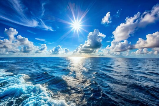 Stunning Ocean Travel Background Sunny Sky and Horizon
