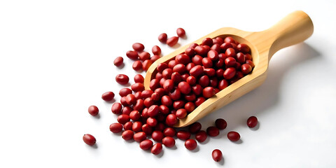 adzuki beans in a wooden scoop