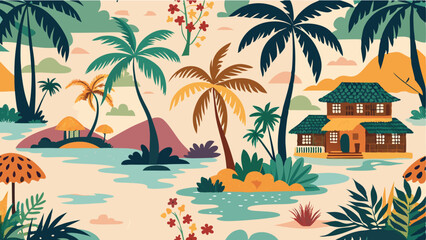 Fototapeta premium tropical island with palm trees