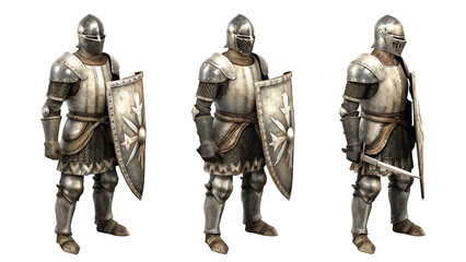 Obraz premium Set of knights isolated on white background PNG