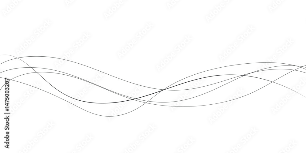 Poster technology abstract lines on white background. undulate grey wave swirl, frequency sound wave, twist