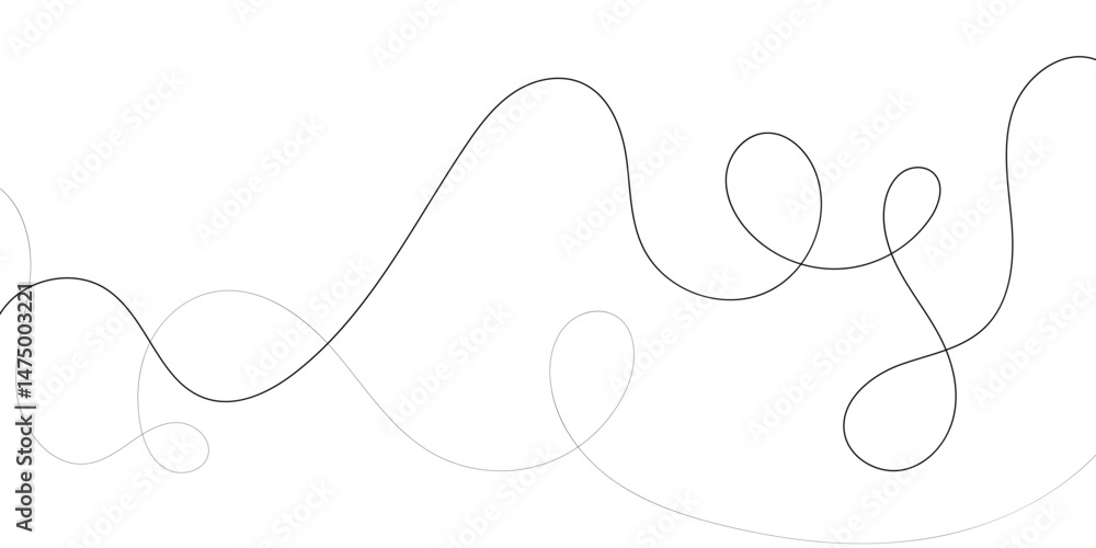 Poster abstract wave-like lines with intertwined circles.a minimalist design featuring flowing, wavy lines 