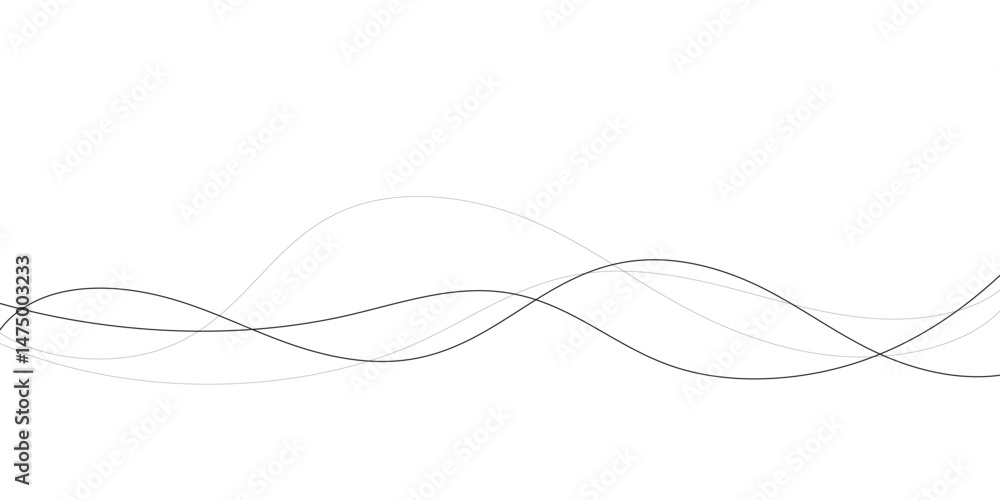 Poster technology abstract lines on white background. undulate grey wave swirl, frequency sound wave, twist
