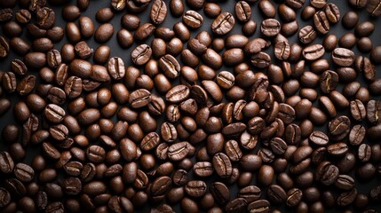 Fototapeta premium Rich brown coffee beans close-up shot food photography studio setting macro view aroma and flavor exploration