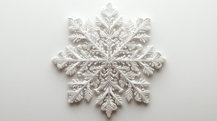 White snowflake ornament, winter holiday decoration, minimalist background, festive design