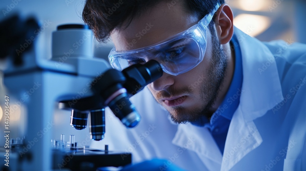 Poster laboratory researcher analyzing samples science lab image indoor close-up precision techniques for a