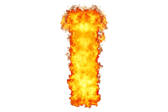 A vibrant and dynamic explosion rendered with fire flames and smoke on white background - Powered by Adobe