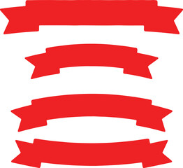 set of red ribbon banner silhouette vector. Ribbon banner icon isolated on white background