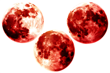 Set of red moons isolated on white background PNG
