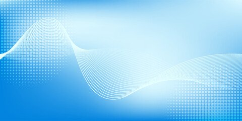 Fototapeta premium Abstract blue gradient background with shining lines waves. Minimalist background for banner, poster, cover, brochure, flyer, website