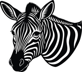A flat zebra head line vector silhouette black 
