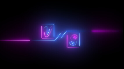  Neon versus Icon background. Versus sign contrast simple illustration. Neon glowing VS versus bars icon.