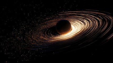 Obraz premium Celestial body with swirling energy trails abstract illustration for science and technology
