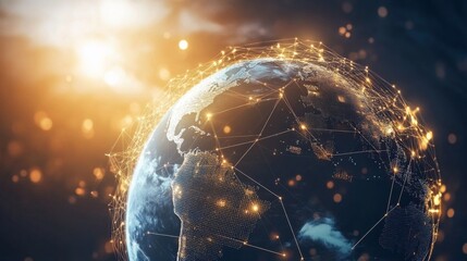 Global connectivity earth's technological transformation digital space futuristic view sci-fi concept networking environment