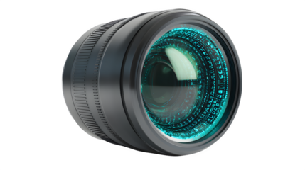 A large Futuristic AI lens with transparent background