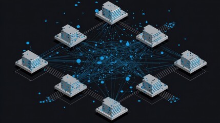 Complex network structure connecting multiple data centers.