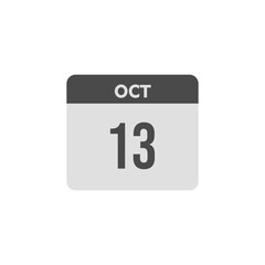 calender icon, 13 october icon with white background
