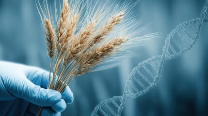Wheat genetic modification research in a laboratory setting.