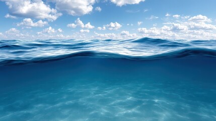 A serene view of the ocean's surface and depths.