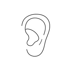 Obraz premium Simple illustration of an ear, in outline, on a white background