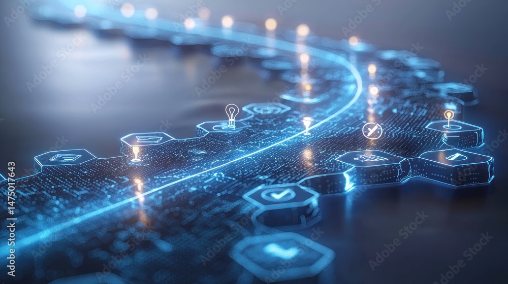 Fototapete futuristic digital network pathway innovation and progress in technology