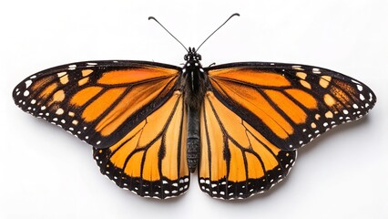 Obraz premium Monarch Butterfly with Fully Spread Vibrant Orange Wings and Black Veins